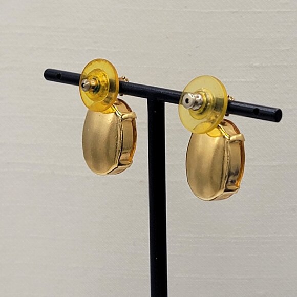 Large Topaz Amber Color 2 in 1 Earrings - Picture 6 of 8